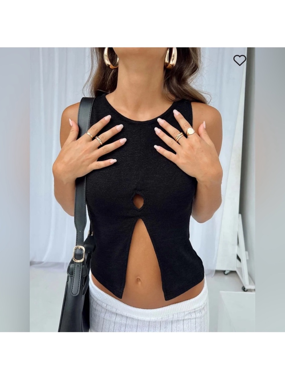 Princess Polly Sleeveless Black Cutout Knit Top